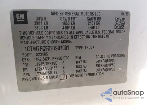 2015 GMC Savana 2500 Work Van from USA, damaged, VIN 1GTW7FCF5F1907001